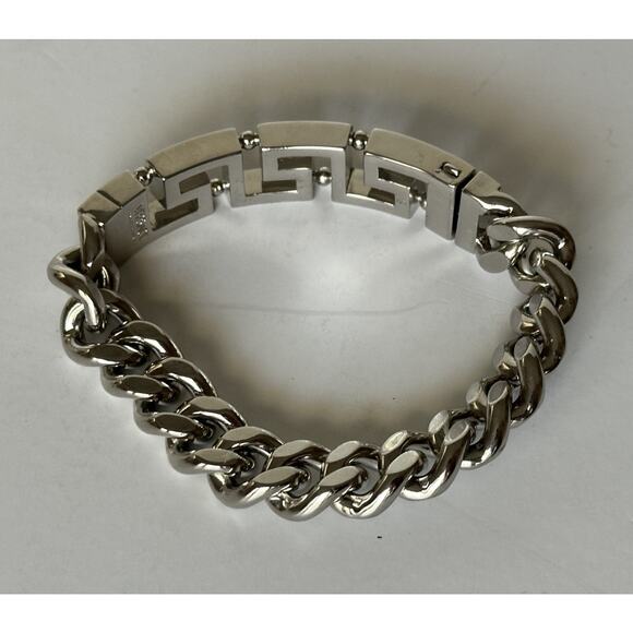 VERSACE Greca Chain Bracelet Silver Large Made in Italy NWT $725 - Picture 10 of 10